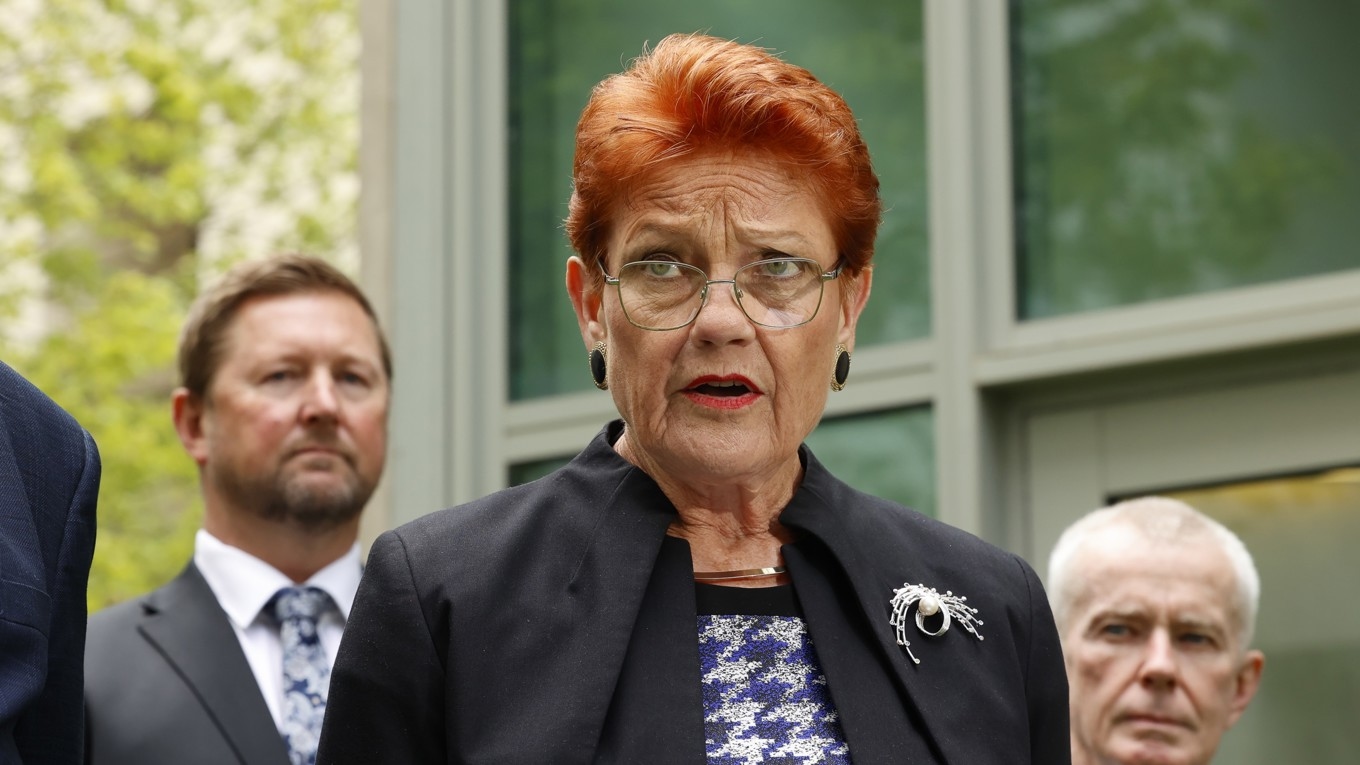 One Nations ledare, senator Pauline Hanson. Foto: Hilary Wardhaugh/Getty Images