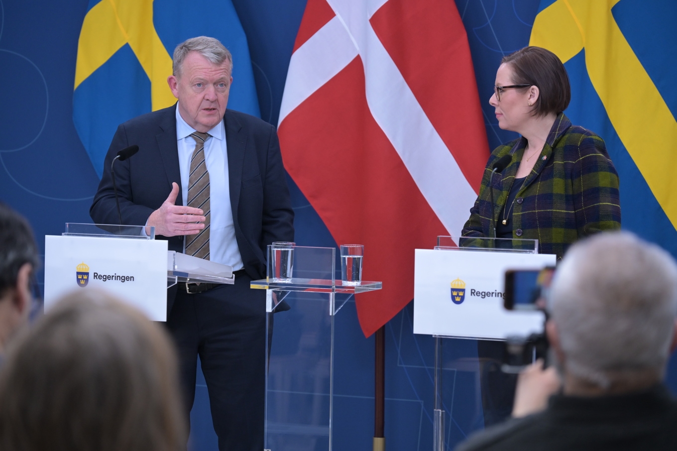 Danmarks utrikesminister Lars Løkke Rasmussen och Sveriges utrikesminister Maria Malmer Stenergard. Foto: Roger Sahlström