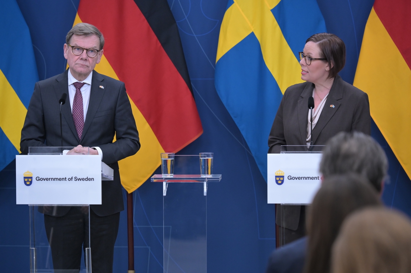 Johann Wadephul (CDU), tysklands utrikesminister och Maria Malmer Stenergard (M), utrikesminister. Foto: Roger Sahlström