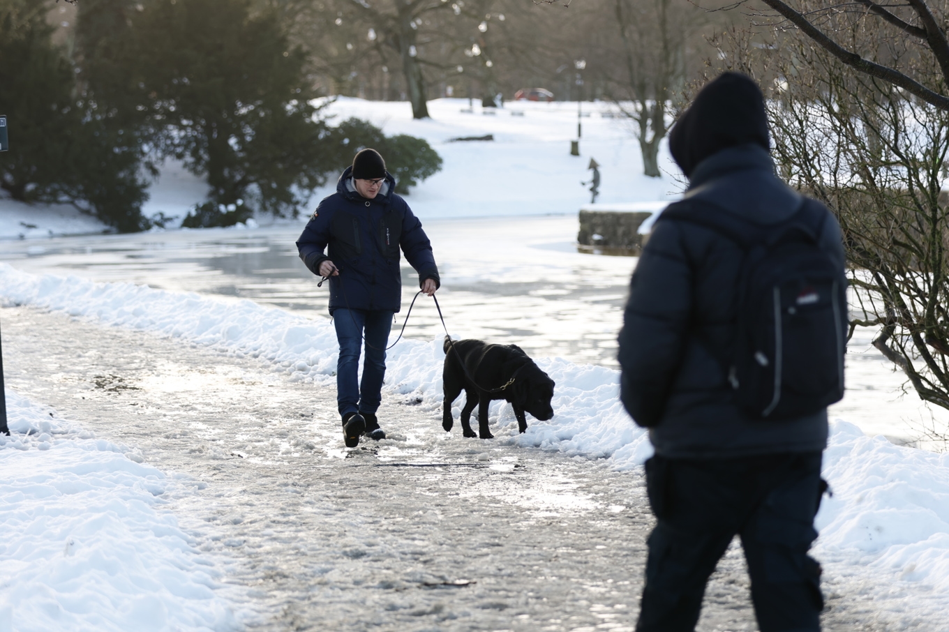 Efter en iskall natt kan det bli mer slask i stora delar av södra Sverige när temperaturen klättrar. Arkivbild. Foto: Adam Ihse/TT