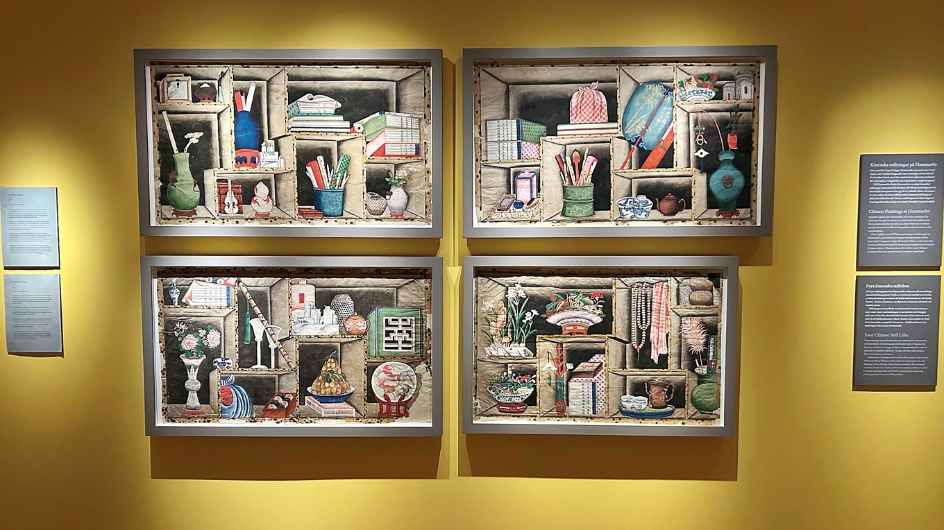 En unik svit kinesiska målningar från 1750-talet i Carl von Linnés ägo gav inspiration till utställningen som nu visas i Uppsala. Foto: Gustavianum