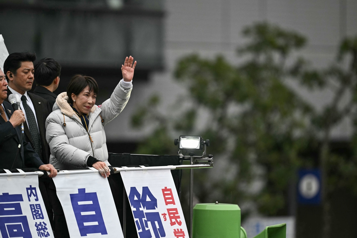 Japans premiärminister Sanae Takaichi under ett kampanjmöte i Tokyo. Foto: Philip Fong / AFP via Getty Images