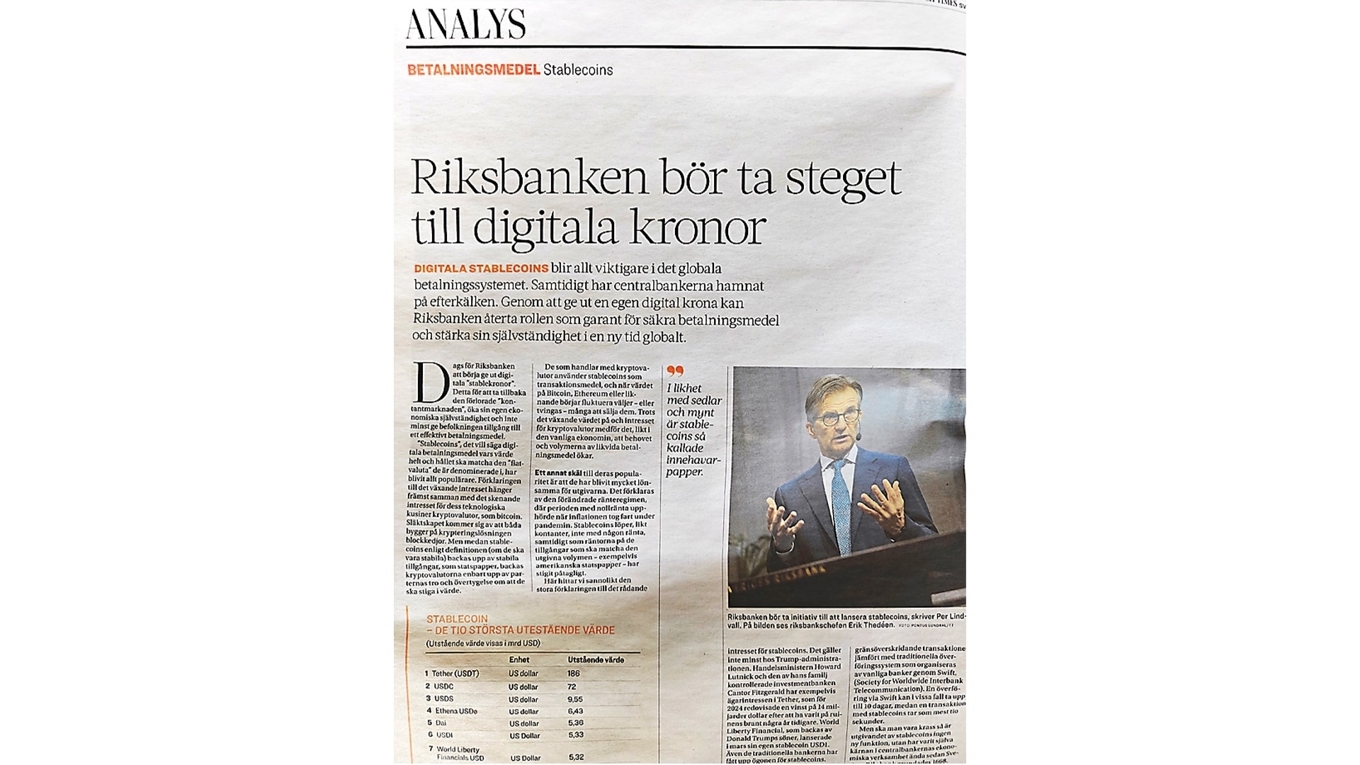 Analysen om stablecoins i förra veckans Epoch Times.