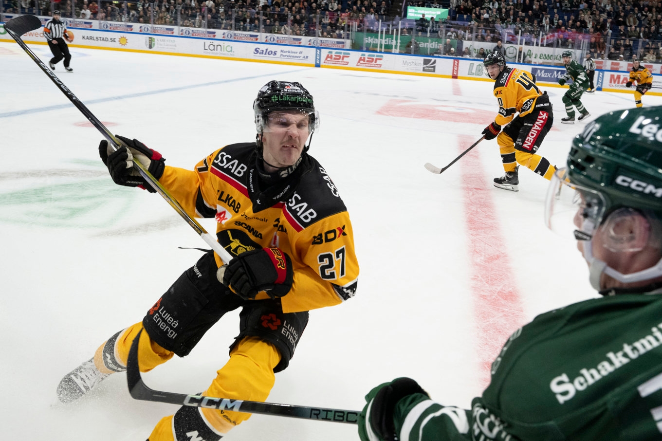 Luleå och Oskari Laaksonen möter Färjestad i ett glödhett avgörande i kampen om kvartsfinal. Arkivbild. Foto: Tommy Pedersen/TT