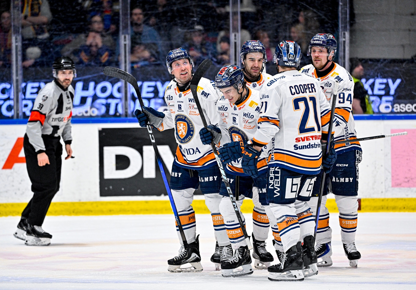 Växjö gjorde fem mål på åtta minuter i första kvartsfinalmatchen mot Brynäs. Arkivbild. Foto: Pontus Lundahl/TT