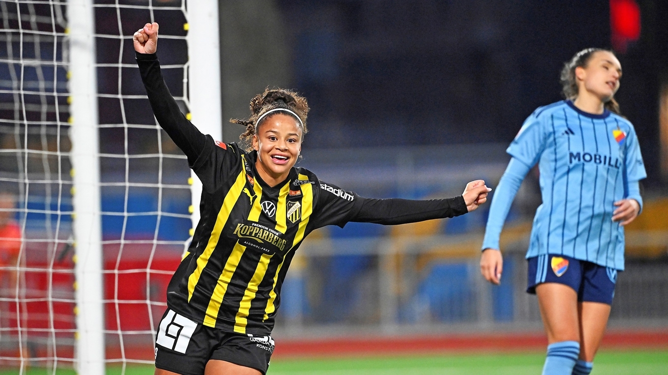 Felicia Schröder, som här firar ett mål mot Djurgården, blir åter en viktig spelare för BK Häcken FF i jakten på klubbens andra guld. Andra viktiga spelare blir Anna Anvegård och Monica Jusu Bah. Foto: Jonas Ekströmer/TT Nyhetsbyrån