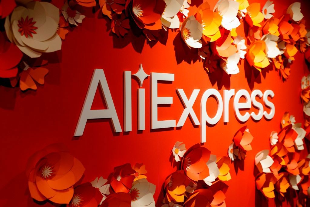 Ali Express-logotyp på en popup-affär i Paris. Foto: Geoffroy Van Der Hasselt/AFP via Getty Images