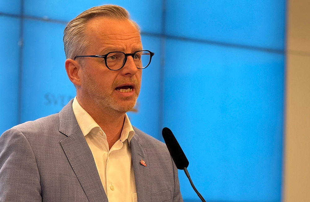 Mikael Damberg (S) presenterade Socialdemokraternas vårbuget och underströk vikten av ”disciplin”. Foto: Staffan Erfors