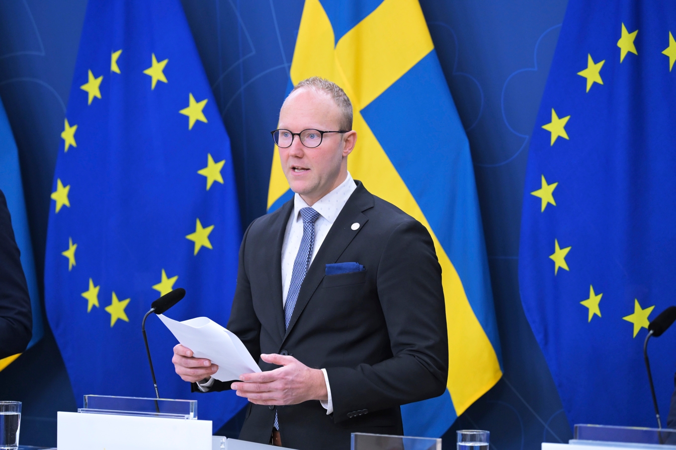 Ludvig Aspling (SD) presenterade en lagrådsremiss för ökat återvändande i mars. Foto: Roger Sahlström