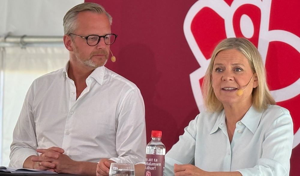 Magdalena Andersson (S) och Mikael Damberg (S) kom med ett pensionsutspel i Almedalen. Foto: Staffan Erfors