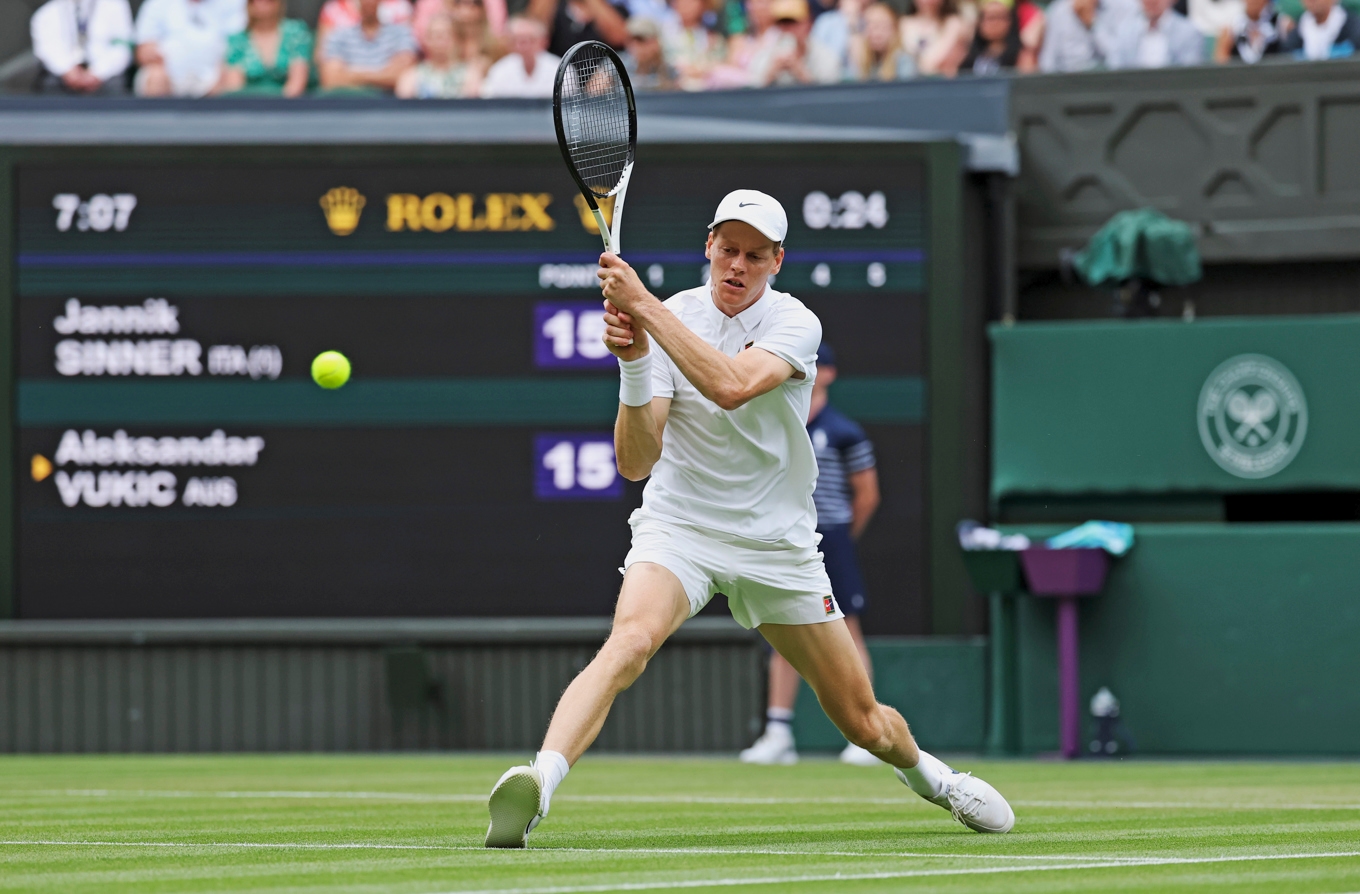 Jannik Sinner är storfavorit till segern i Wimbledon på herrsidan. FOTO: Ezra Shaw/Getty Images