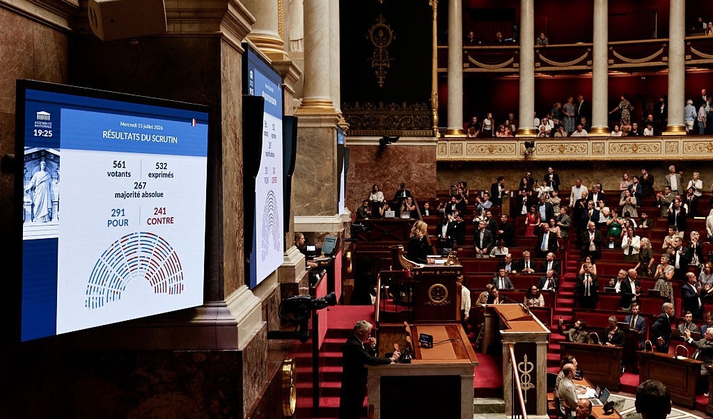 Den franska nationalförsamlingen efter omröstningen. Foto:  Stephane De Sakutin/AFP via Getty Images