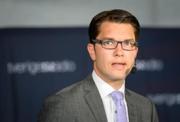 Sverigedemokraternas partiledare Jimmie Åkesson. SD skulle få 20,8 procent av rösterna om det var val idag, enligt Novus. Foto: Jonathan Nackstrand /AFP/Getty Images