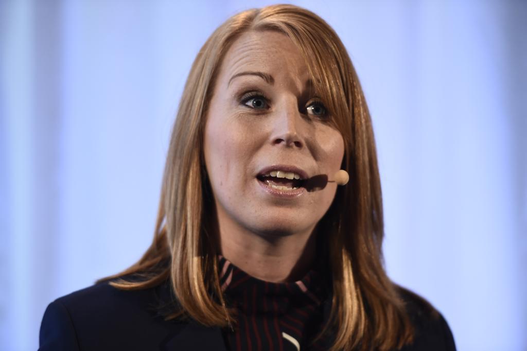 Centerledaren Annie Lööf håller jultal. (Foto: Stina Stjernkvist/TT)
