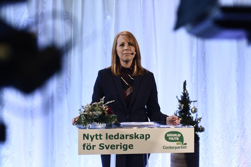 Annie Lööf (C) under ett jultal i Stockholm den 8 december. (Foto: Stina Stjernkvist/TT)