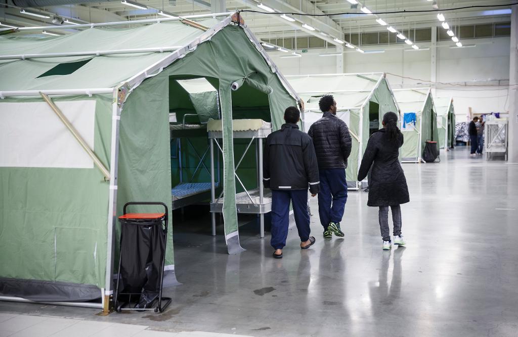 Ankomstmottagningen i Råde i Østfold i början av december 2015. (Foto: Heiko Junge/NTB/TT)
