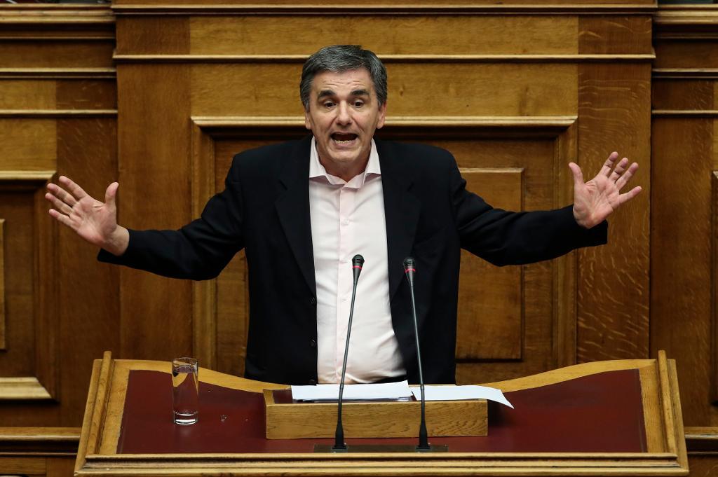 Greklands finansminister Euclid Tsakalotos tappar tålamodet med IMF.   Foto: Yorgos Karahalis-arkivbild