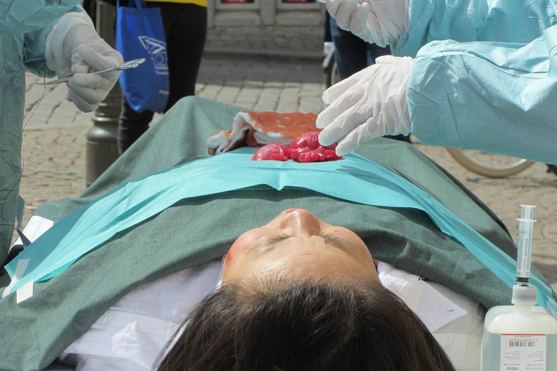


Falungong-utövare genomför under Almedalsveckan i Visby 2016 en dramatisering av den kinesiska regimens organstölder från levande falungong-utövare. (Foto: Susanne W Lamm/Epoch Times)                                                                                                                                    