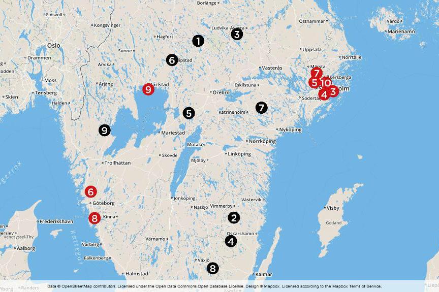 

Kommunerna med flest asylsökande per invånare i svartvita siffror: 1 Ljusnarsberg, 2 Hultsfred, 3 Norberg, 4 Högsby, 5 Laxå, 6 Filipstad, 7 Flen, 8 Lessebo, 9 Mellerud. Foto: Pontus Lundahl/TT                                                                                        