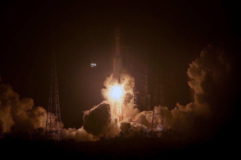
Tianzhou-1 sköts upp från den kinesiska öprovinsen Hainan. Foto:
Yang Guanyu/Nya Kina/AP/TT                                            
