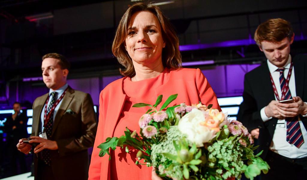 
Språkröret Isabella Lövin (MP) inleder helgens MP-kongress med sitt tal. Foto: TT-arkivbild                                            