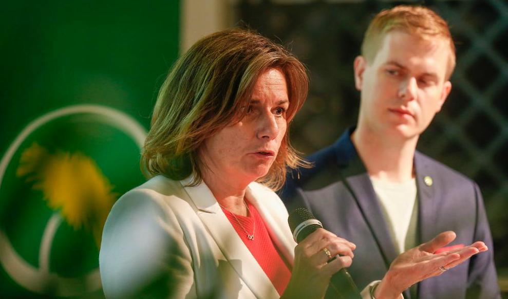 Språkrören Isabella Lövin och Gustav Fridolin valdes om på partiets kongress i Linköping. Foto:
Stefan Jerrevång/TT