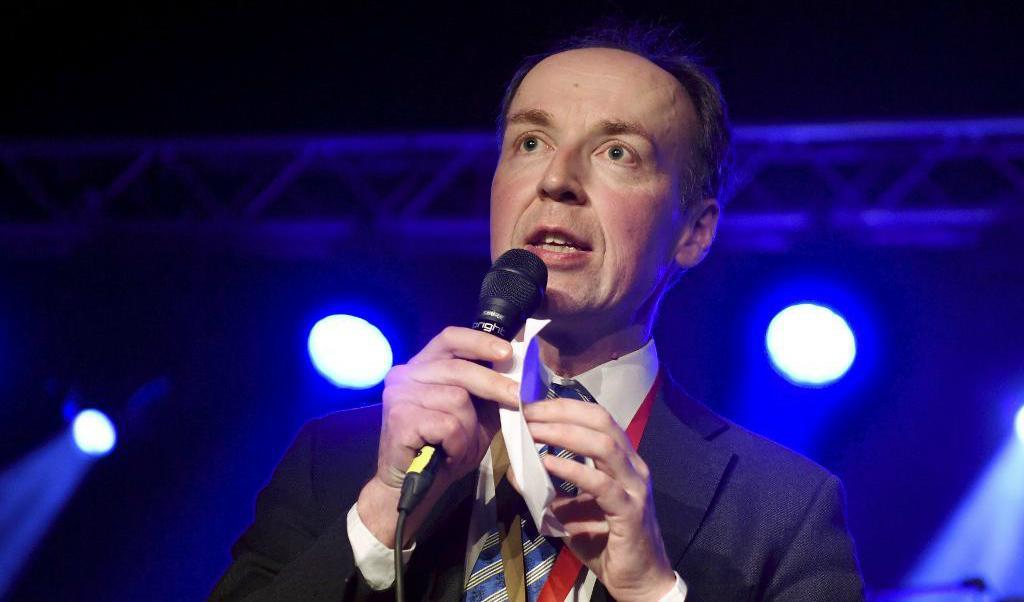 Jussi Halla-aho, Sannfinländarnas nye ledare hävdar splittringen inom partiet i stort sett har begränsats till riksdagsgruppen. Foto: Jussi Nukari/Lehtikuva via AP