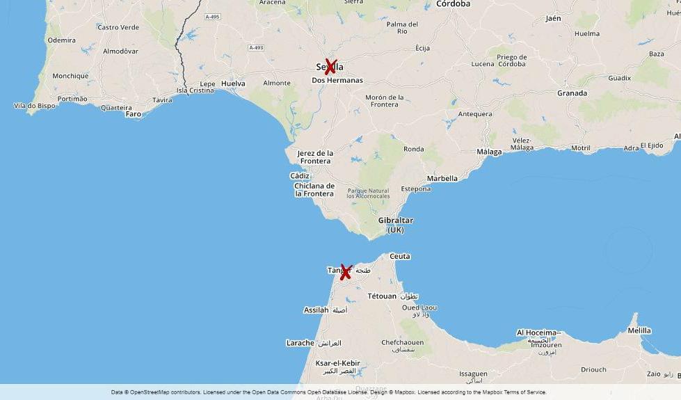 

Sevilla-Tanger: 230 kilometer. Foto: TT                                                                                        