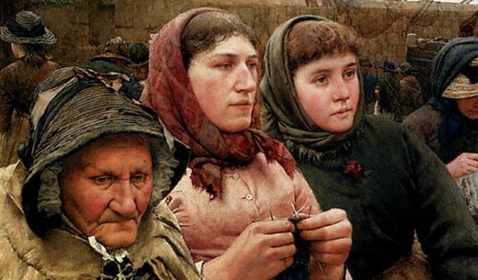 
"Waiting for The Boats" av Walter Langley (1852-1922), detalj. Foto: Art Renewal Center                                            