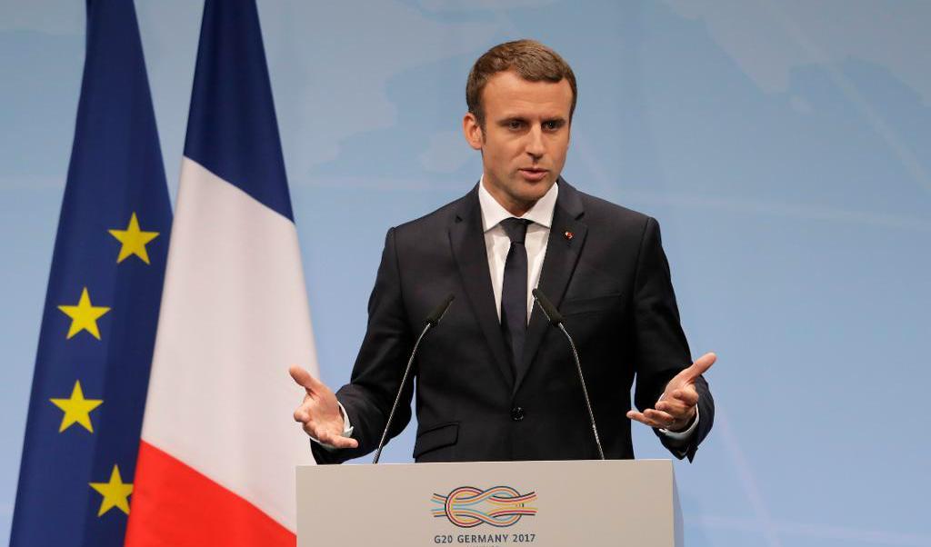 
Frankrikes president Emmanuel Macron under G20-mötet i Hamburg i Tyskland. Foto: Markus Schreiber /AP/TT                                            