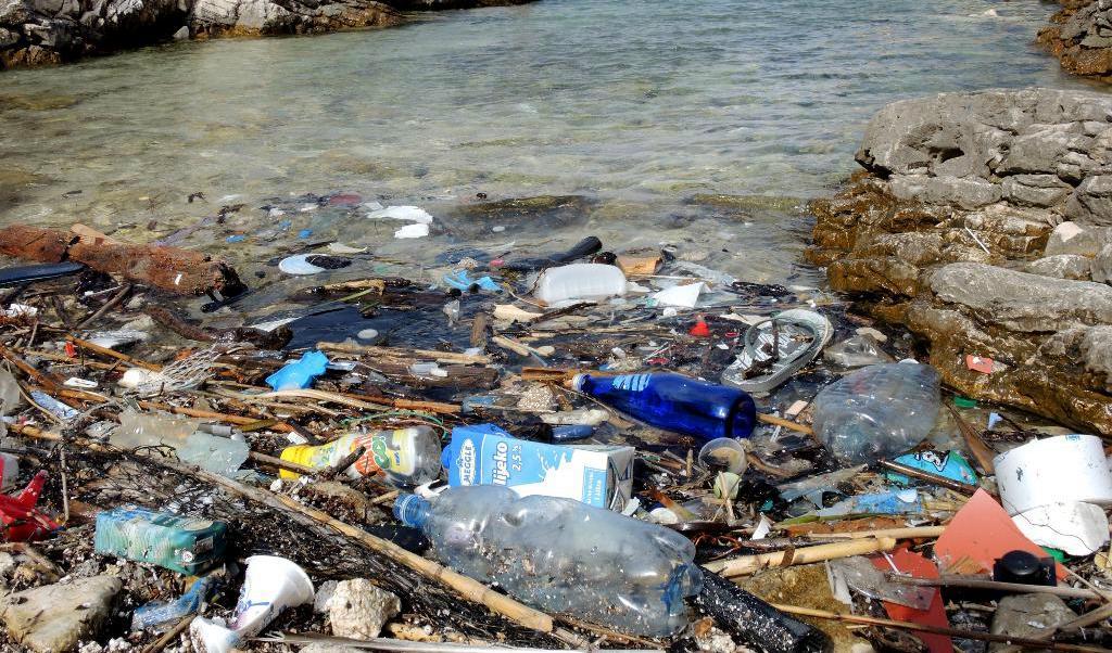 Plastavfall som ansamlats vid Kroatiens kust. Arkivbild. Foto: Rolf Haid/AP/TT