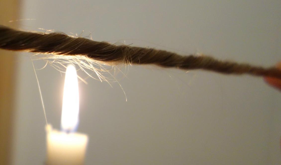 


När frisören flamklipper använder han eller hon ett vanligt stearinljus, men en viss teknik krävs förstås. Foto: Eva Sagerfors                                                                                                                                    