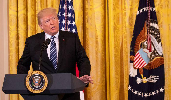 

USA:s president Donald Trump i Vita huset, 18 maj 2018. Foto: Samira Bouaou/The Epoch Times                                                                                        