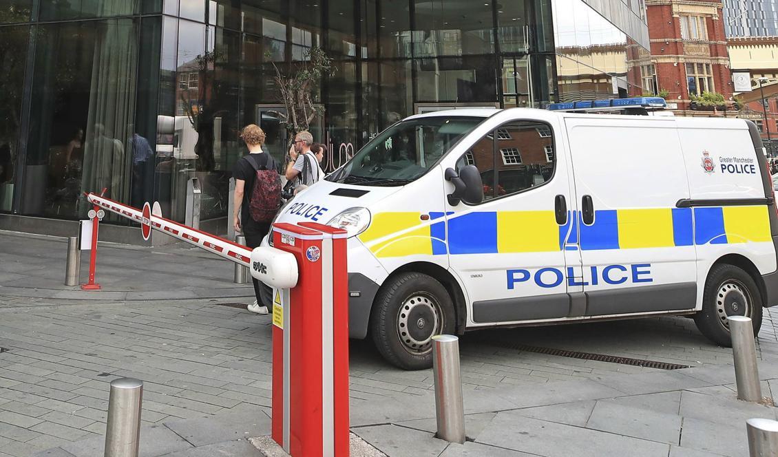 
Polis i Manchester. Bilden är från ett annat tillfälle. Foto: Peter Byrne/AP/TT-arkivbild                                            