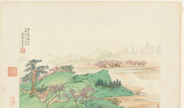 








Ett bokblad ur “Landscapes after Old Masters”, 1674, av Wang Hui, Qingdynastin (1644–1911). Förvärvad 1989 av The Dillon Fund Gift. Detta bokblad föreställer ett vacker, överjordiskt rike som beskrivs i en dikt från Tangdynastin.  Dikten handlar om en vilsen fiskare som upptäcker ett utsökt rike som inte berörts av tiden. Sedan hittar han aldrig mer tillbaka, hur mycket han än försöker. Foto: The Metropolitan Museum of Art                                                                                                                                                                                                                                                                                                                                                                                                            