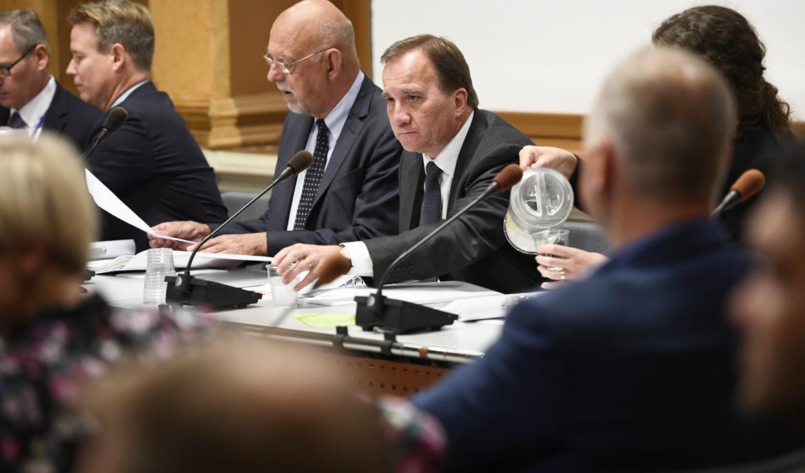 
Sista dagen på jobbet för Stefan Löfven? Bild från EU-nämnden i riksdagen i förra veckan. Foto: Henrik Montgomery/TT                                            