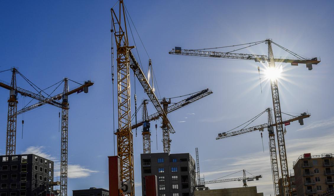 
Byggkranarna väntas få mindre att göra. Foto: Jonas Ekströmer/TT-arkivbild                                            