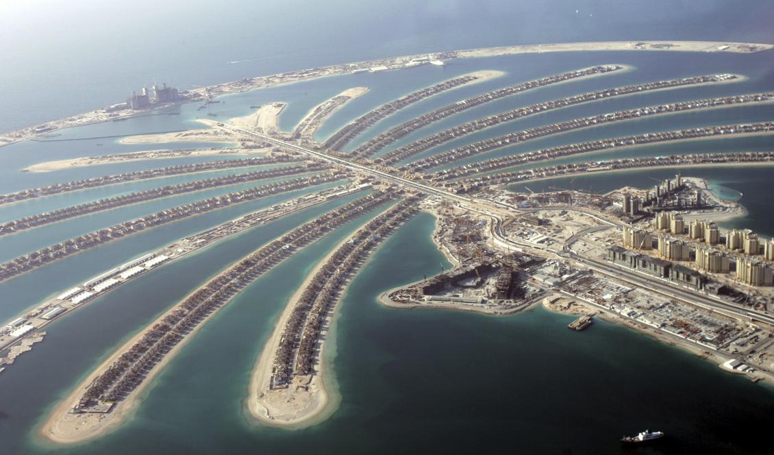 Här, på ön Palm Jumeirah i Dubai, bor den utpekade huvudmannen ut som misstänks ha svindlat Danmark på miljardbelopp. Kamran Jebreili/AP/TT
