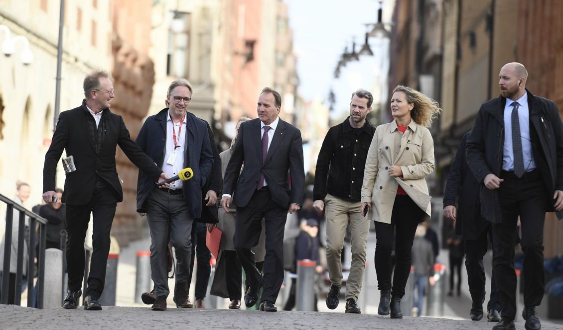 Stefan Löfven på väg för att träffa talmannen i den första talmansrundan i förra veckan. Foto: Pontus Lundahl/TT-arkivbild