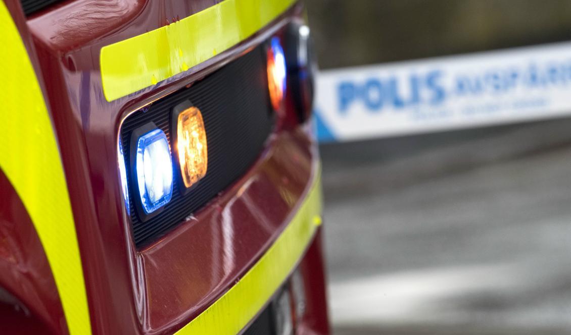Nybodahallen i Stockholm brinner. Foto: TT-arkivbild