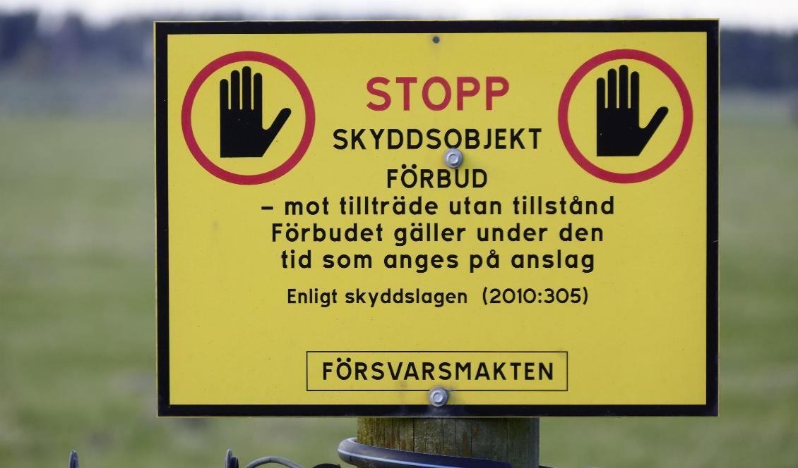 Militärt skyddsobjekt? Om ja, vänd om. Foto: Johan Nilsson/TT-arkivbild