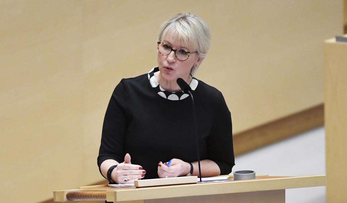 Utrikesminister Margot Wallström (S) under den utrikespolitiska debatten i riksdagen. Foto: Naina Helen Jåma/TT