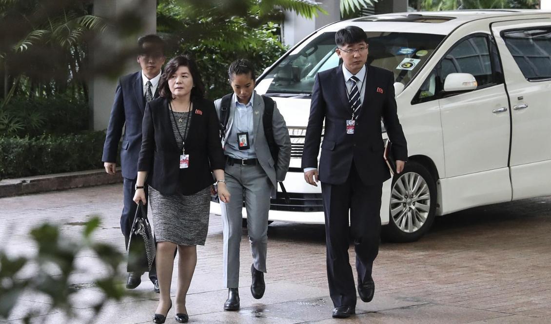 Choe Son Hui i Singapore i juni vid mötet mellan USA:s president Donald Trump och Nordkoreas ledare Kim Jong-Un. Foto: Yong Teck Lim/AP/TT