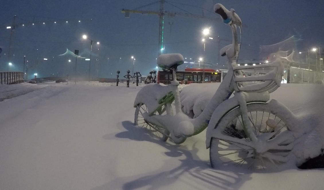 På söndagen var Stockholm täckt av ett vitt täcke efter nattens och morgonens snöfall. Foto: Marko Säävälä/TT