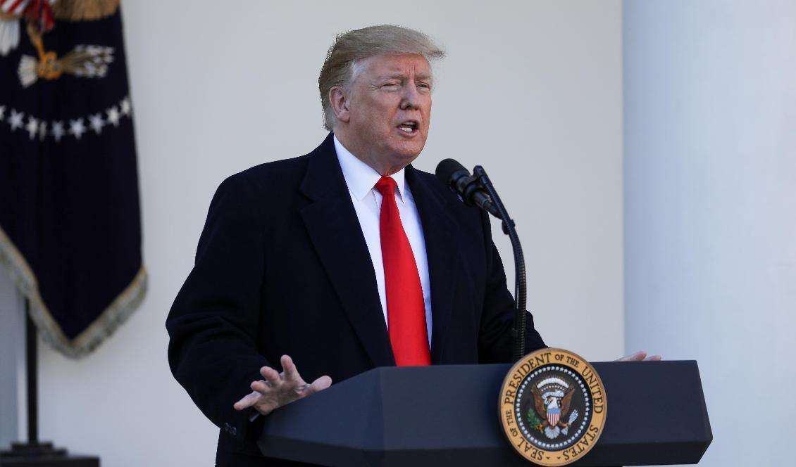 
USA:s president Donald Trump gör ett uttalande i Vita huset den 25 januari 2019 om att åter öppna de federala myndigheterna. Foto: Charlotte Cuthbertson/Epoch Times                                                