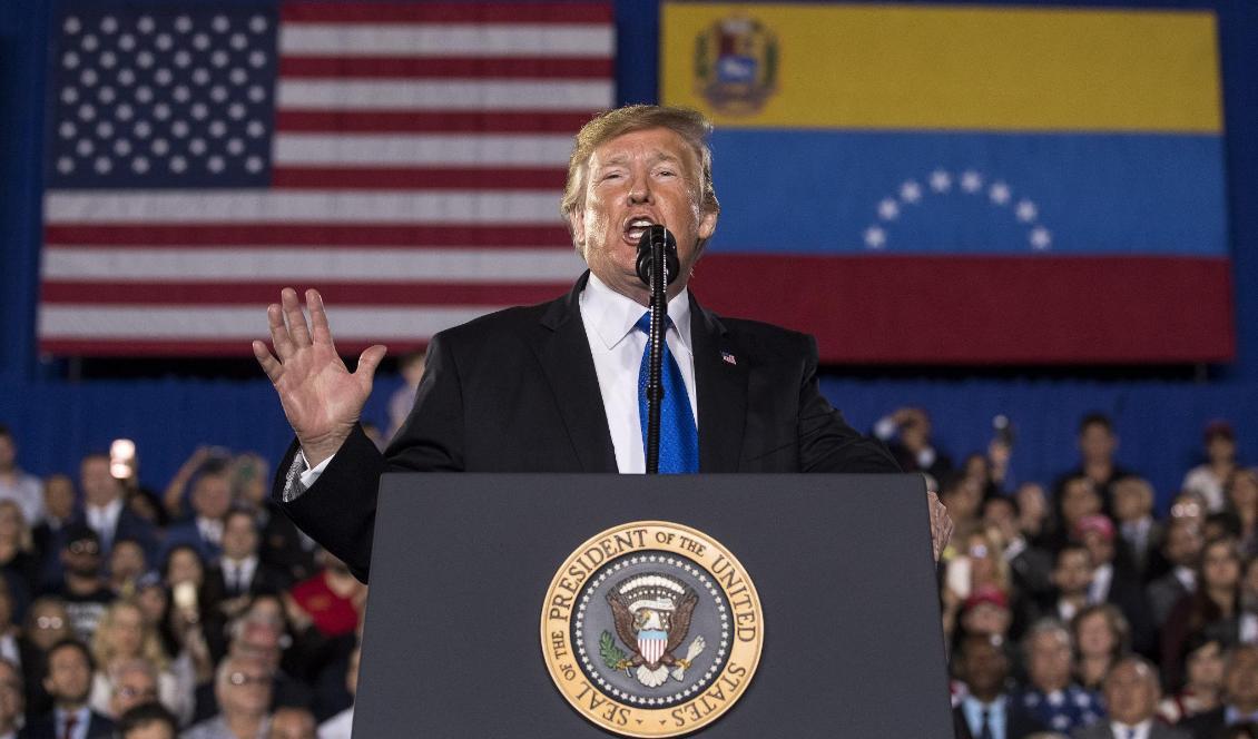 USA:s president Donald Trump vid talet i Florida. Foto: Andrew Harnik/AP/TT