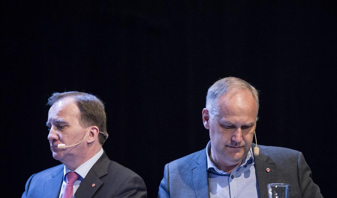 Socialdemokraternas Stefan Löfven och Vänsterpartiets Jonas Sjöstedt. Foto: Erik Mårtensson/TT-arkivbild