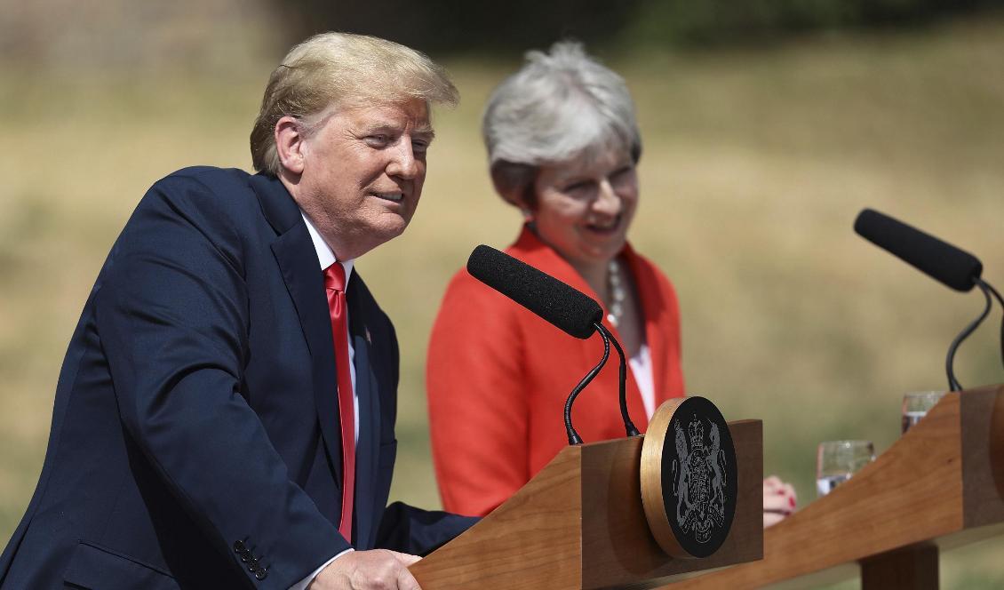 Donald Trump och Theresa May under ett möte i Buckinghamshire i fjol. Foto: Jack Taylor/AP/TT-arkivbild