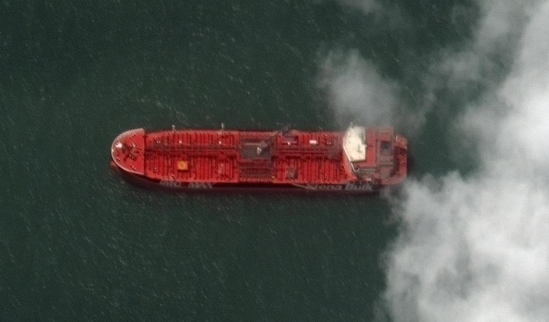Stena Impero kan komma att släppas inom kort. Foto: Maxar Technologies/AP/TT-arkivbild