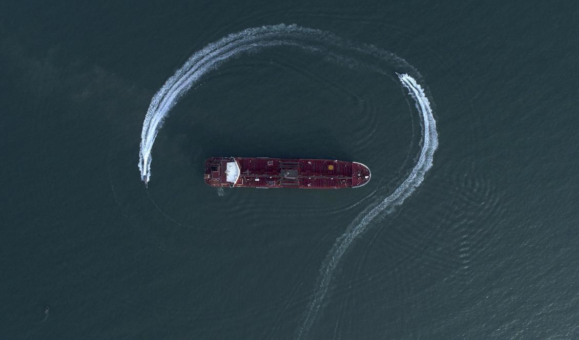 Det brittiskflaggade men svenskägda oljefartyget Stena Impero är sedan den 19 juli taget i beslag av Iran. Foto: Morteza Akhoondi/AP/TT-arkivbild
